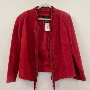Vintage Suede Fringe Red Jacket